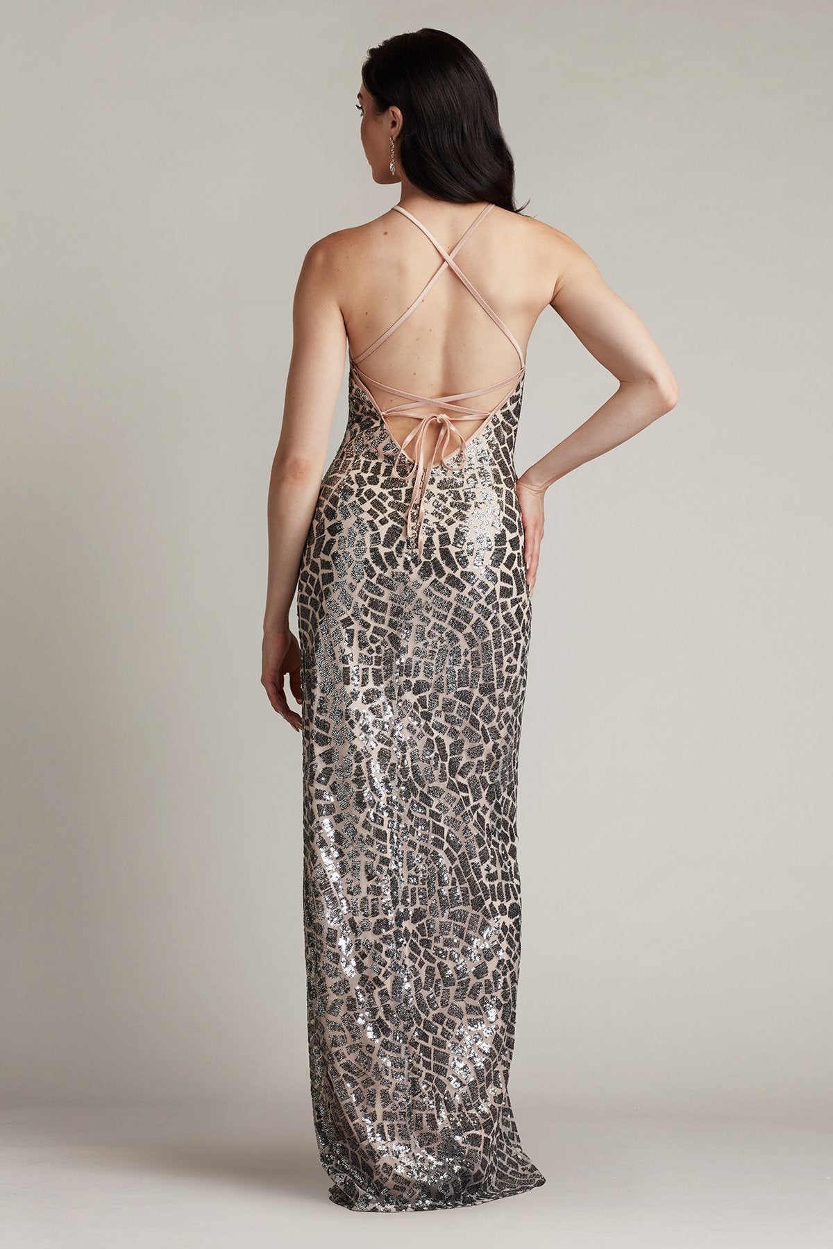 Koda Animal Sequin Halter Gown