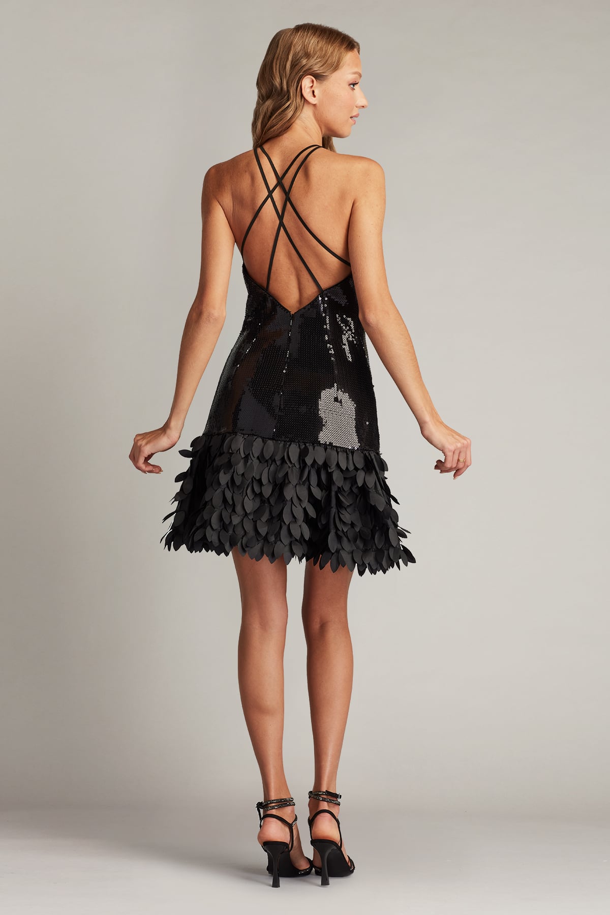 Leni Sequin Petal-Hem Mini Dress