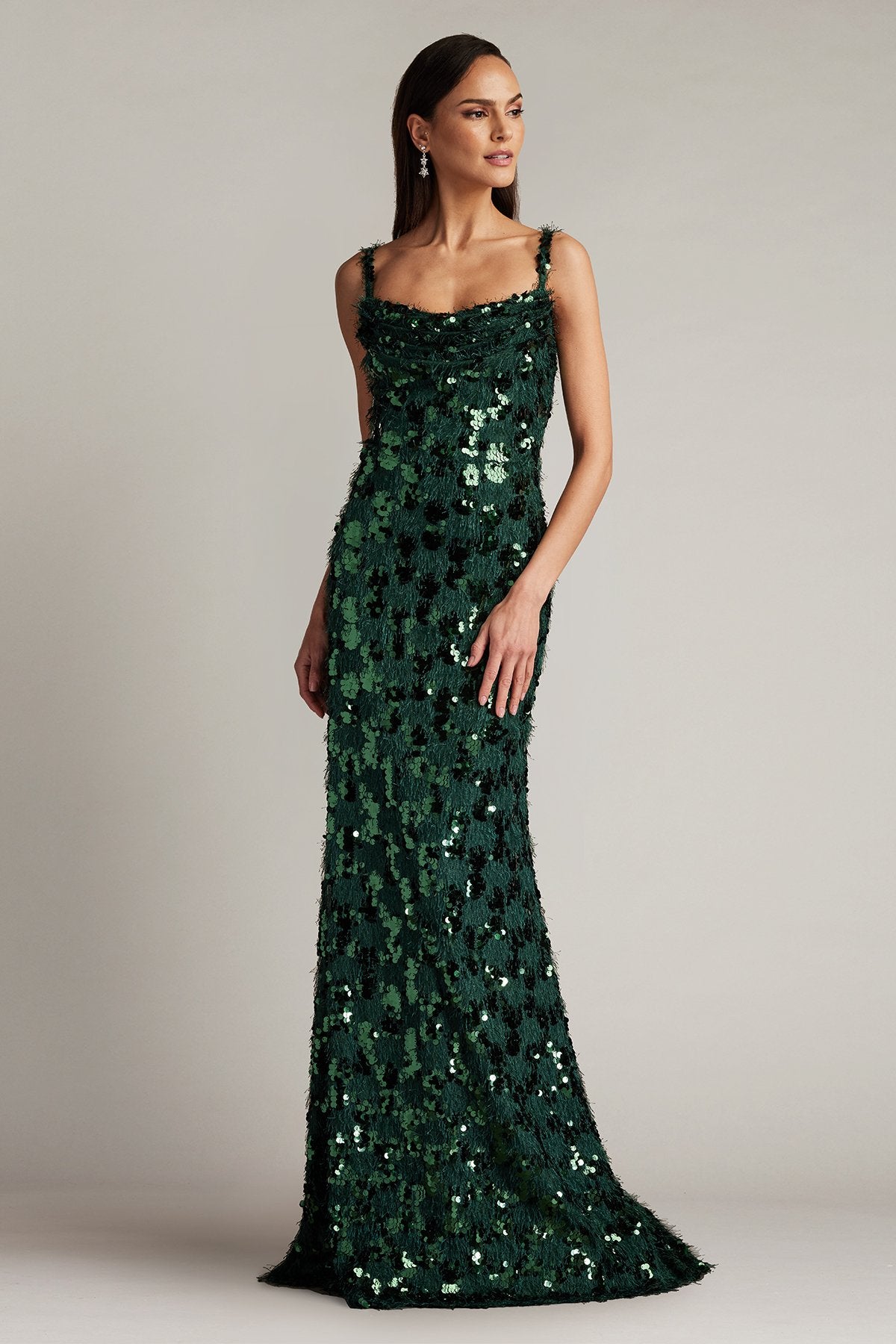 Tinker Sequin Eyelash Fringe Gown