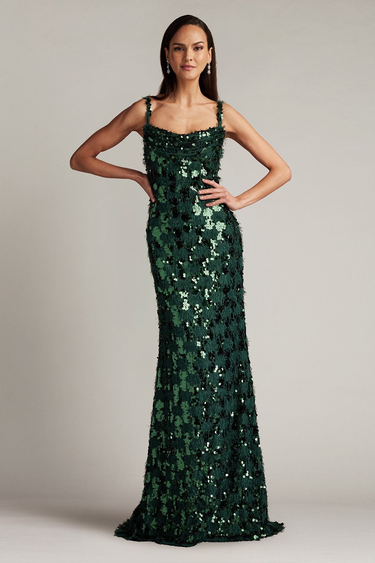 Tinker Sequin Eyelash Fringe Gown