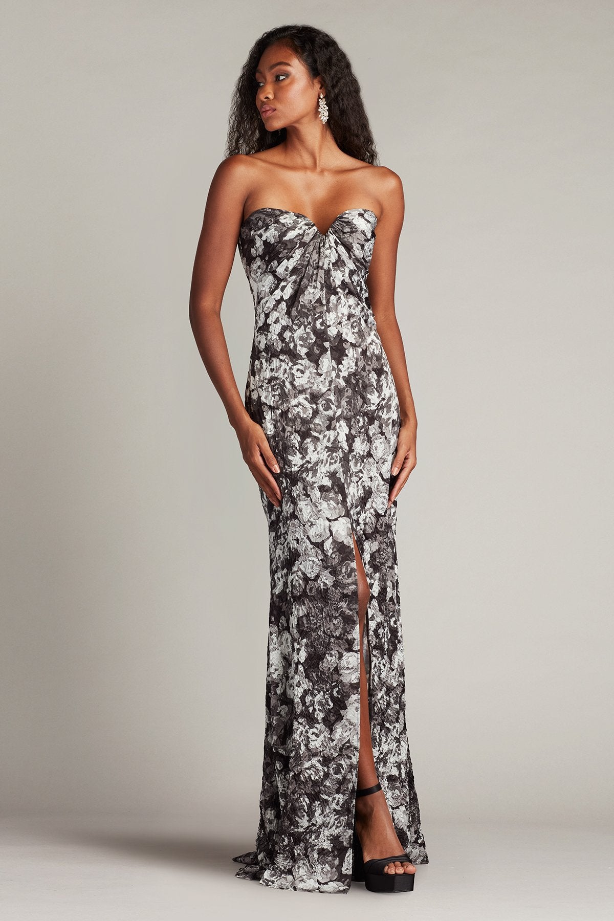 Carnie Strapless Floral Print Gown