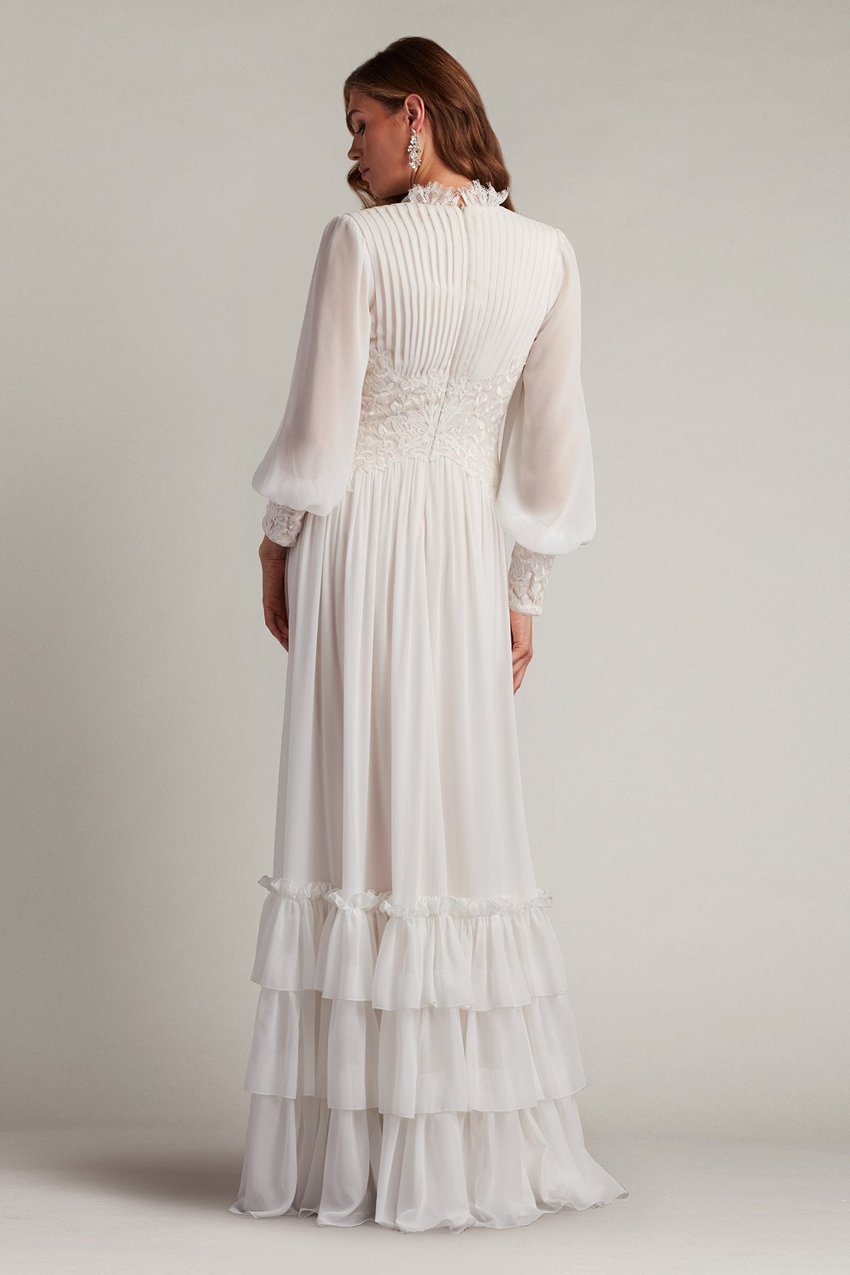 Topanga Tiered Bishop Sleeve Gown