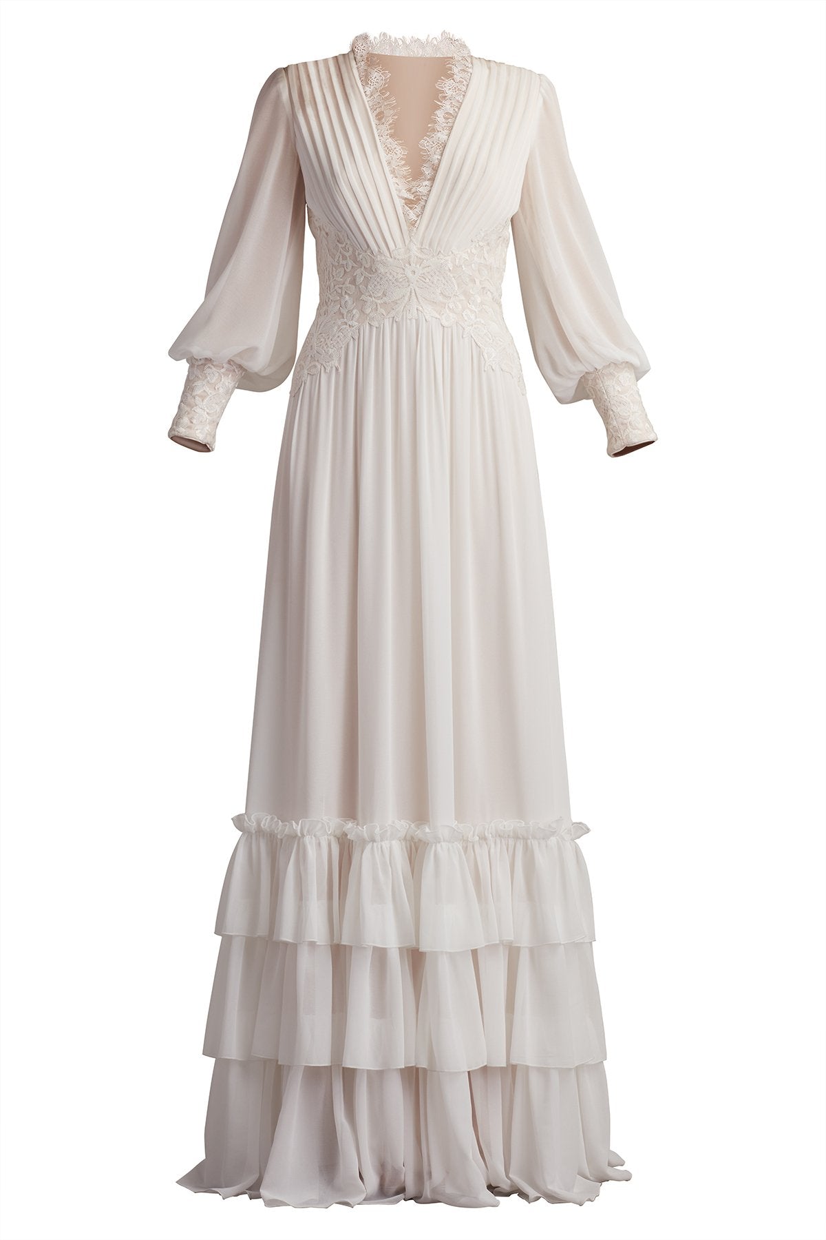 Topanga Tiered Bishop Sleeve Gown