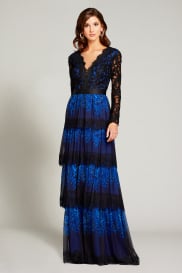 Miray Paisley-Print Tiered Gown