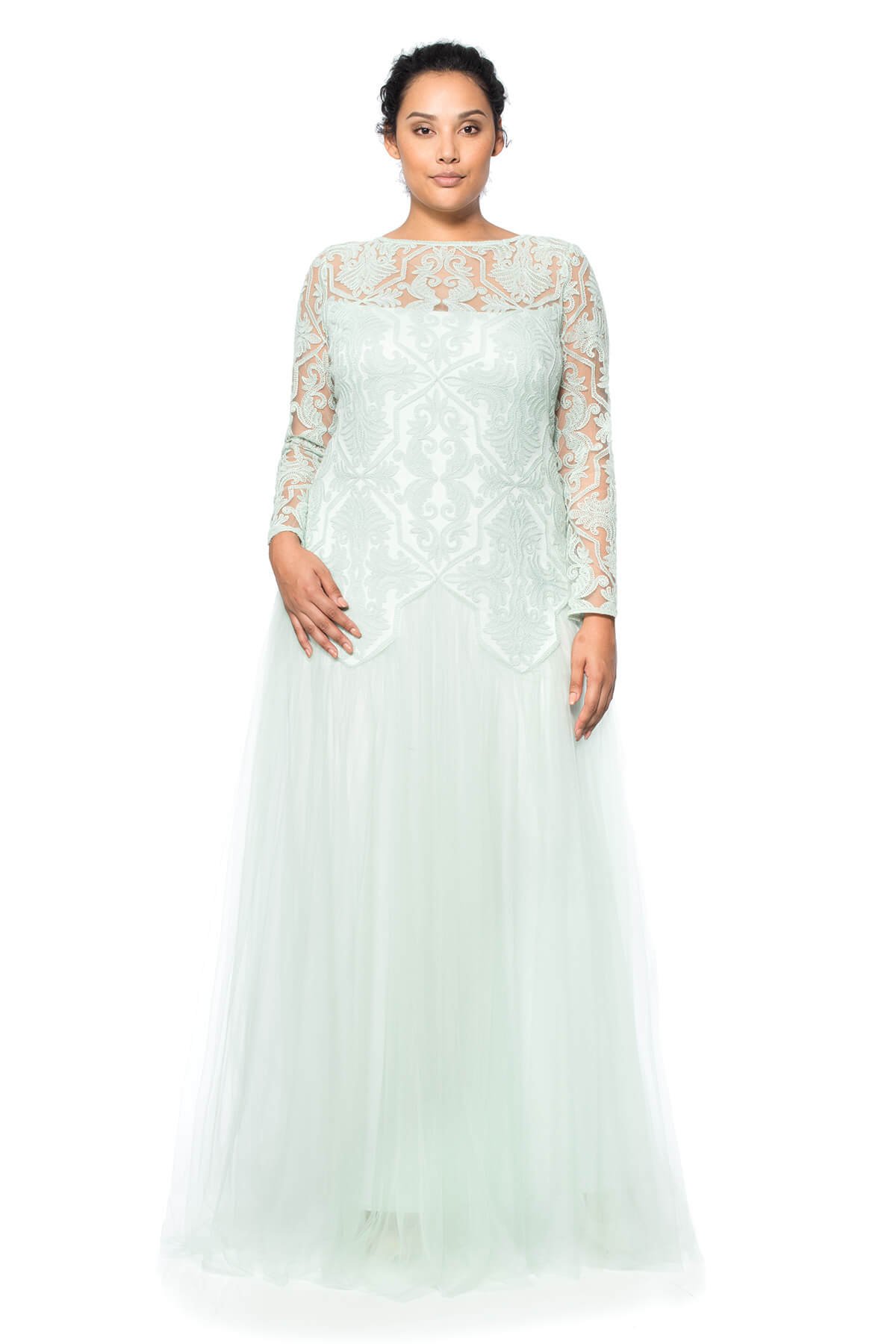 Sheer Illusion Long Sleeve Gown