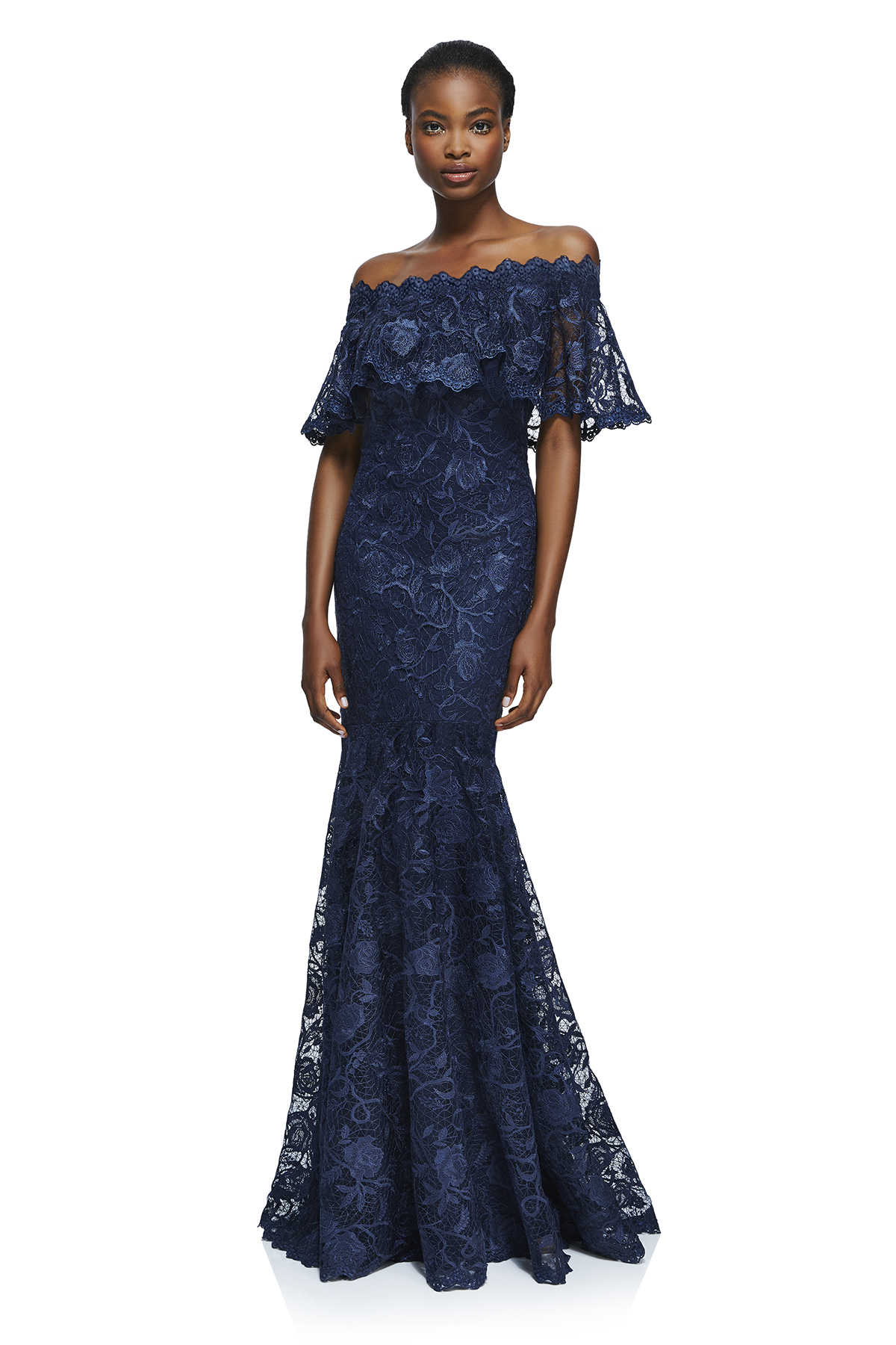 Off the Shoulder Gown Tadashi Shoji Lace Dress